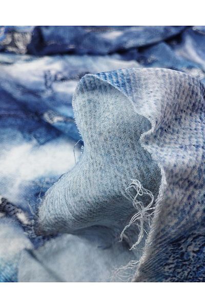 Kumaş Parça Cotton Viscose in Blue Cream Colors (Width 150 cm X Length 300 cm)