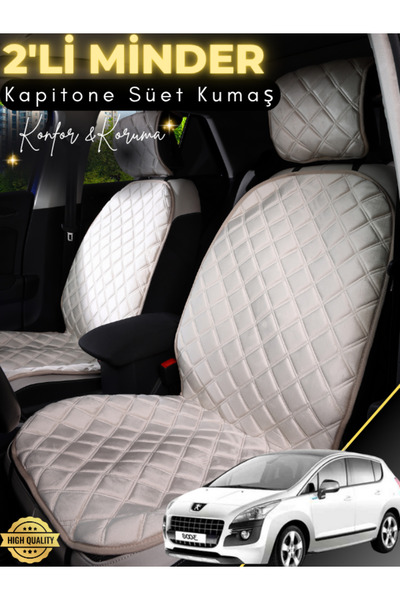 stiloto وسادة مقعد سيارة من جلد الغزال مكونة من قطعتين متوافقة مع بيجو 3008 |...