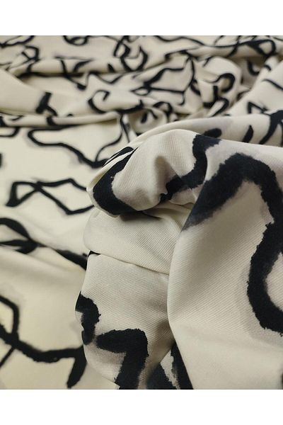 Kumaş Parça Cotton Woven Ecru in Black Colors (Width 140 cm X Length 260 cm)