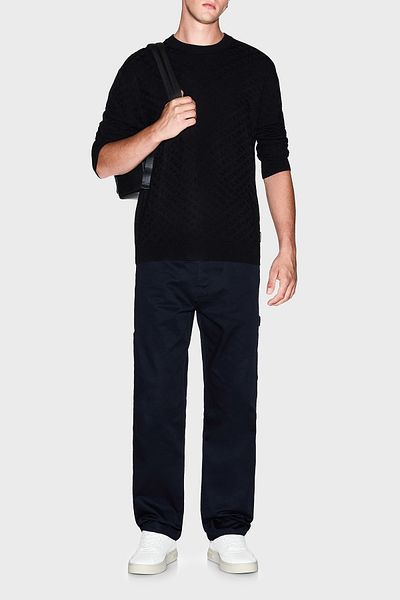 Armani Exchange Jacquard Logo Printed Regular Fit Crew Neck Sweater Men's Sweatshirt Xm001316 Af10454 Uc