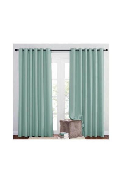 PONY DANCE Opaque thermal curtains with eyelets, set of 2, 210(h)x200cm, light green