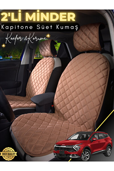 stiloto وسادة مقعد سيارة من جلد الغزال مكونة من قطعتين متوافقة مع كيا سبورتاج...