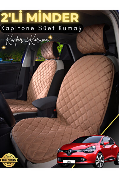 stiloto وسادة مقعد سيارة من جلد الغزال مكونة من قطعتين متوافقة مع رينو كليو 4...