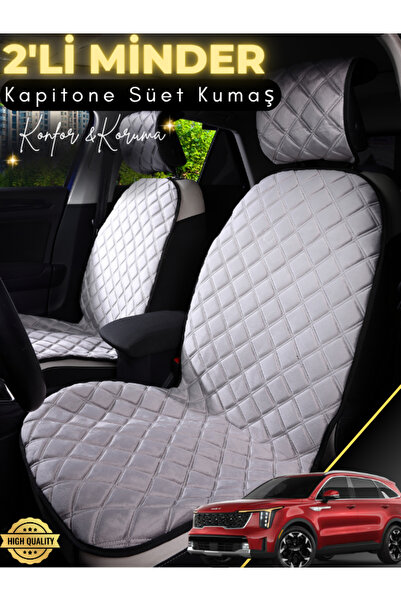 stiloto وسادة مقعد سيارة من جلد الغزال مكونة من قطعتين متوافقة مع سيارة كيا س...