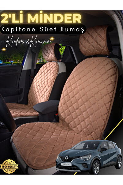 stiloto وسادة مقعد سيارة من جلد الغزال مكونة من قطعتين متوافقة مع رينو كابتور...