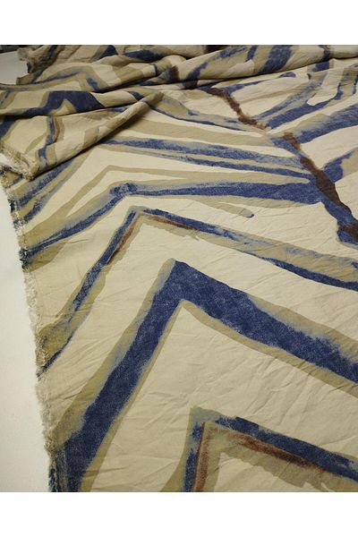 Kumaş Parça Cotton Viscose in Beige Blue Colors (Width 145 cm X Length 270 cm)