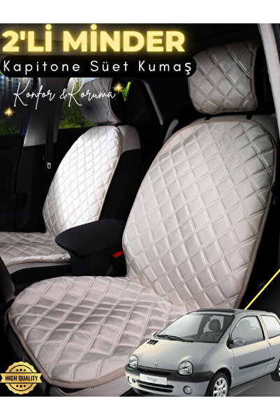 stiloto وسادة مقعد سيارة من جلد الغزال مكونة من قطعتين متوافقة مع رينو توينجو...