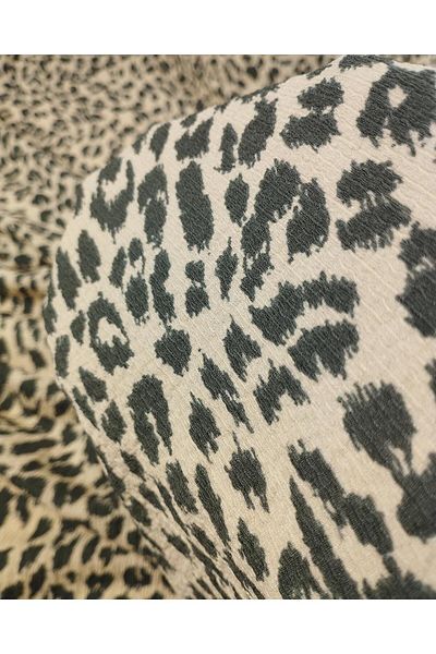 Kumaş Parça Salmon Gray Leopard Pattern Jersey with Drawstrings (Width 160 cm X Length 230 cm)