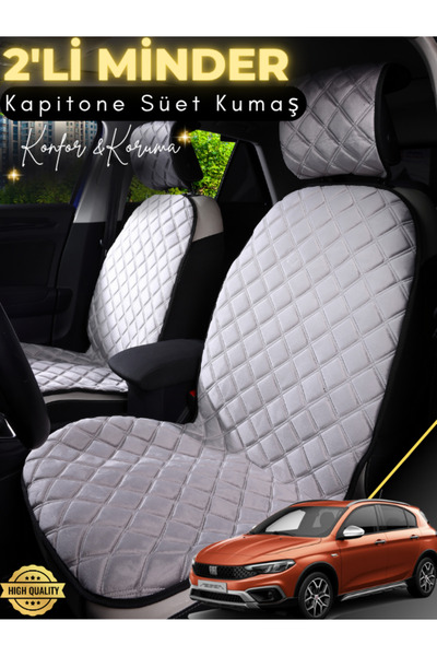 stiloto وسادة مقعد سيارة من جلد الغزال مكونة من قطعتين متوافقة مع Fiat Egea C...