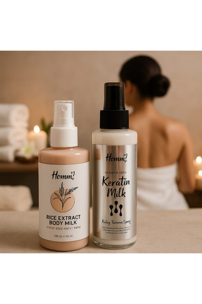 Homm Bitkisel DENES LİFE HOMM BİTKİSEL PİRİNÇ ÖZLÜ VÜCUT SÜTÜ VE KERATİN SAÇ SPREYİ