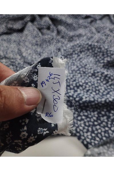 Kumaş Parça Aerobin Woven with White Flowers on Navy Blue (Width 145 cm X Length 300 cm)
