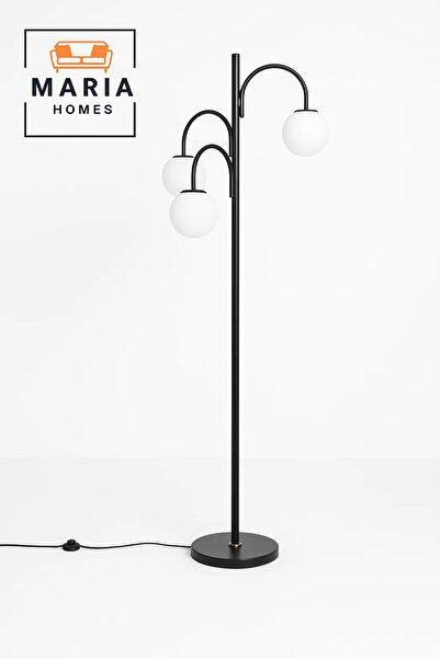 MARIA HOMES BLACK Modern Triple Globe Floor Lamp