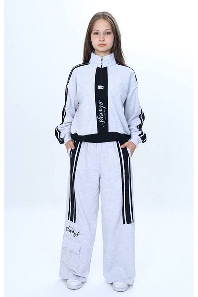 Pantulux Κοριτσίστικο αθλητικό κιτ με 2 κλωστές με μισό φερμουάρ, γαρνιρισμένο αθλητικό κιτ 100% βαμβάκι Άνετο καλούπι-325