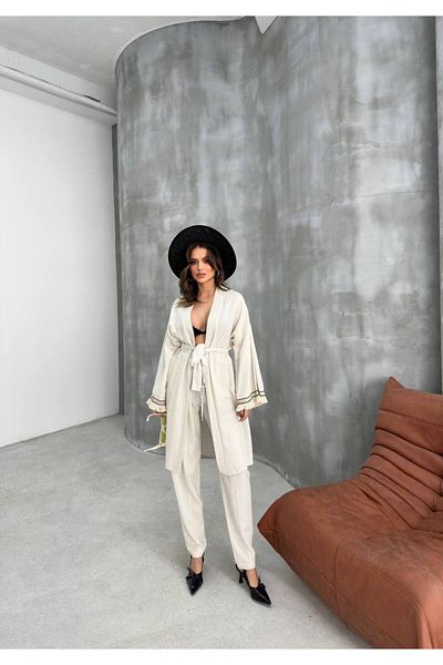 Trandiva Moda Cream Kimono Set