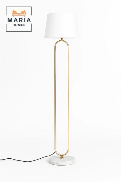 MARIA HOMES Elegant White Floor Lamp with Gold Frame