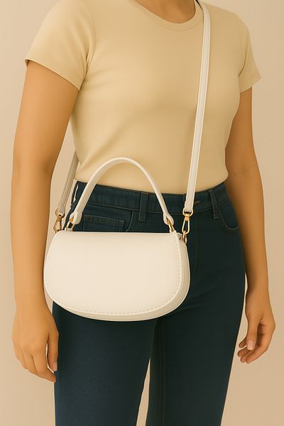 Silblack Faux Leather Women's Shoulder and Hand Bag – Oval Design, Double Strap, Modern and Stylish Model