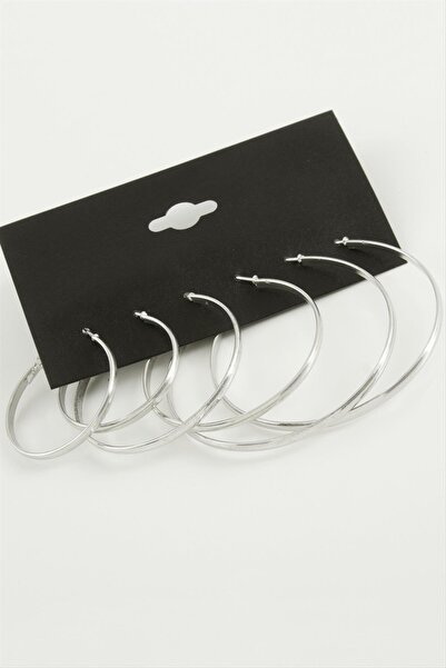 Marsilyan Plain Metal Hoop Earrings 6 Pieces
