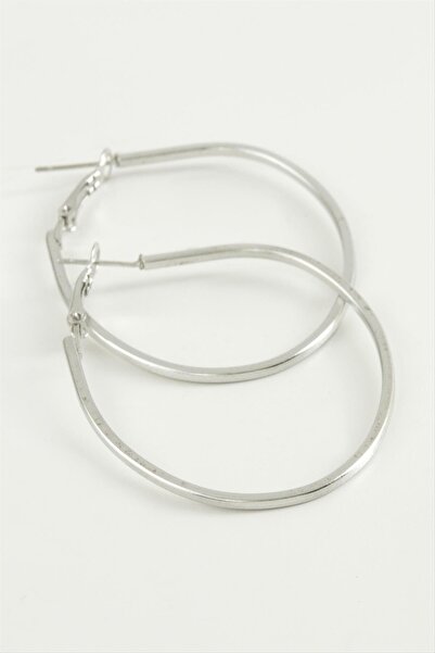 ZERO LAND Hn-Shop Oval Hoop Earrings 5 Cm-Silver Color