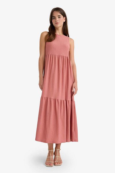DeFacto Crew Neck Wrap Sleeveless Midi Dress F9994Ax25Sm