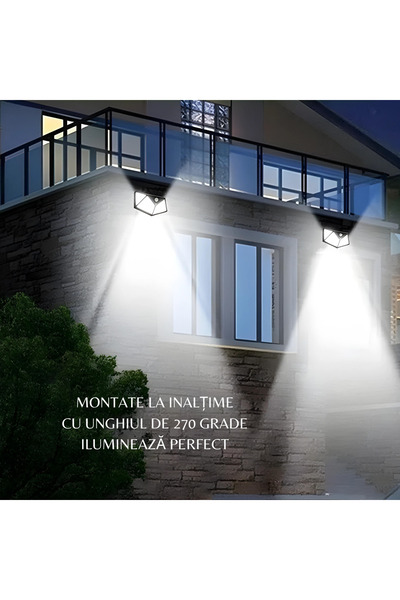 Generic Set 2 lampi cu incarcare solara, cu senzori de amurg, miscare si lumina, 3 trepte 100 x LED