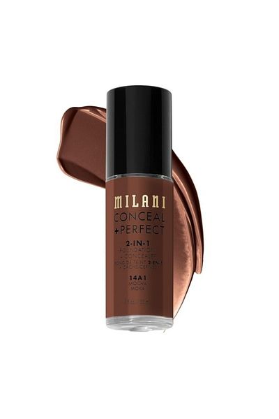 MILANI كريم أساس كونسيل + بيرفكت 2 في 1 14AI موكا موكا - تغطية كاملة، نباتي، يدوم طويلاً، 30 مل