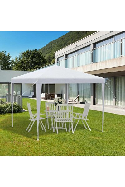 Mercaton Pavilion pentru gradina/terasa, cadru metalic, pliabil, inaltime reglabila, alb, 2.7&#215;2.7&#215;2