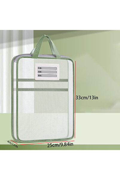 Choice 31x23.5x4cm green style B A4 Stationery Storage Bag Double-layer Mesh ...