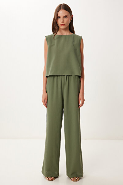 Lovelyİstanbul Σετ Παντελόνι Λινό Μπλούζα HRV0001 KHAKI