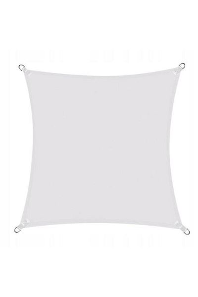 Springos Sunshade awning, square, metal rings, light gray, 5&#215;5 m,