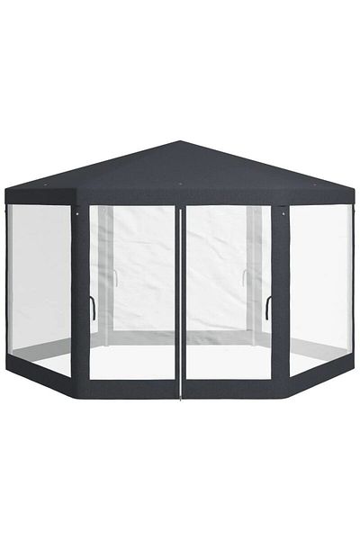 Mercaton Pavilion/foisor pentru gradina/terasa, cadru metalic, cu plasa de tantari, gri inchis, 3.94&#215;3.9