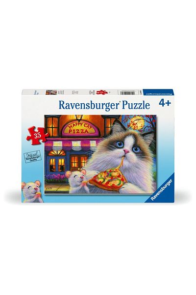 RAVENSBURGER - Puzzle cat eating pizza 35 pieces