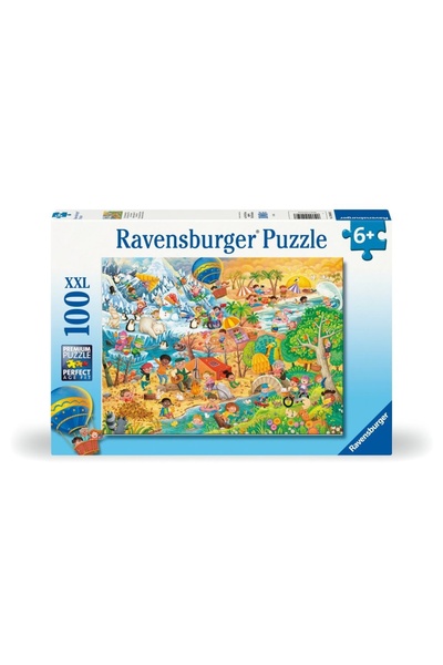RAVENSBURGER - Puzzle distractia copiilor in cele 4 anotimpuri 100 piese XXL