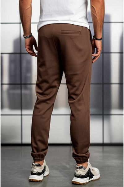 hello7 Men's Brown Elastic Leg Jogger Pants