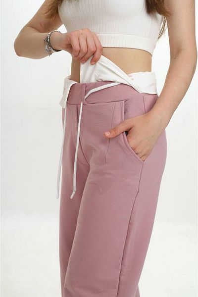 Jannock Pantaloni de sport pentru fete, 100% bumbac, garniți cu 2 fire
