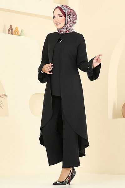 ModaMerve Σετ Cape Look Sofia 2702SL890-M Μαύρο