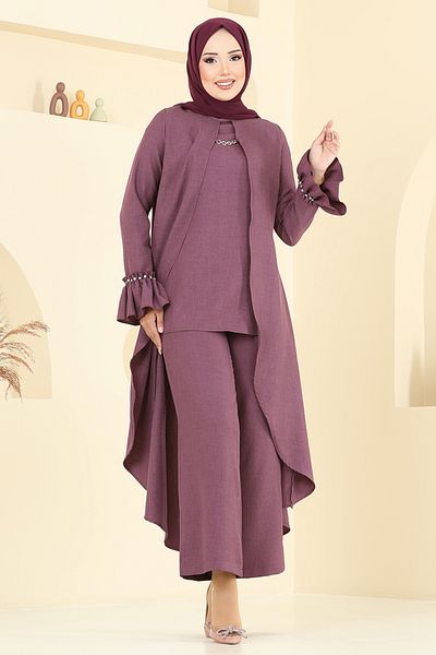 ModaMerve Σετ Cape Look Sofia 2702SL890-M Plum