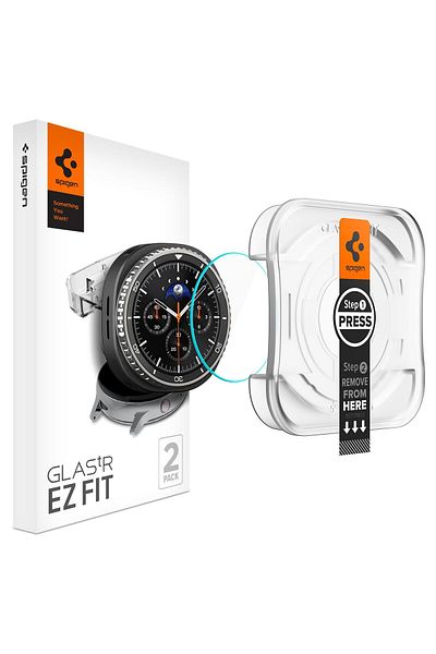 Spigen واقي شاشة GLASTR EZ Fit لساعة Galaxy Watch 8 مقاس 40 مم مع مجموعة تثبيت المحاذاة التلقائية، قطعتان