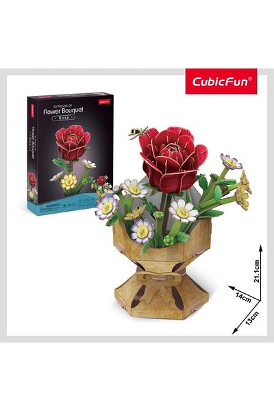 Cubic Fun - Buchet de flori 3D Trandafir 120 piese