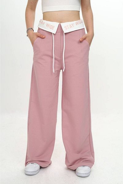Asortix Girls' 2 Thread Garnished 100% Cotton Sweatpants-292