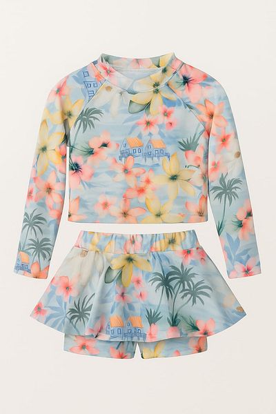My Kids Wear Girl's Patterned Swimsuit with Skirt Detail 3-10 Years 11910