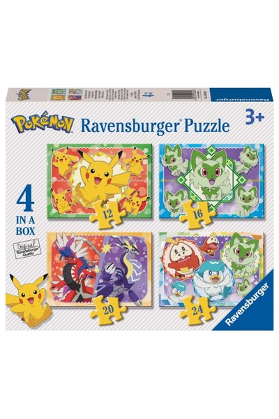 RAVENSBURGER - Puzzle Pokemon 4 buc in cutie 12 16 20 24 piese