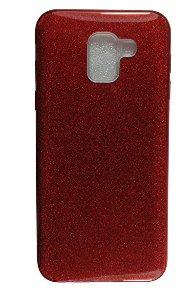 OEM Carcasă compatibilă cu Samsung Galaxy J8 (2018), silicon cu sclipici, roșie