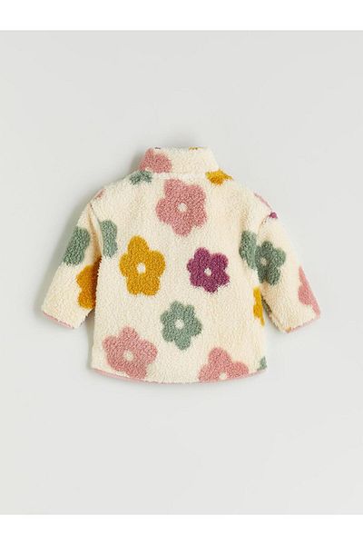 LC Waikiki Stand Collar Floral Baby Girl Plush Cardigan (W5)