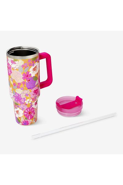 OzzConcept Flower Garden Quencher Tumbler |   40 oz (1.18 Lt) Quencher Thermos with Straw