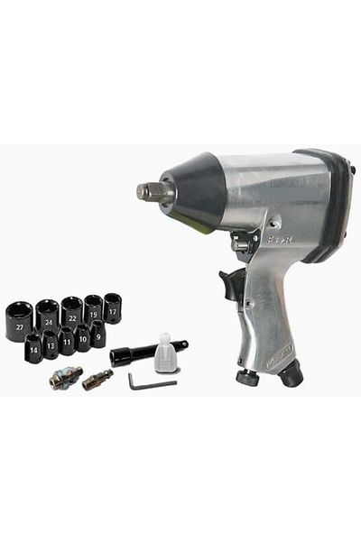 Generic Air Impact Wrench, 1/2 Inch Drive With Sockets and Extension, 17 PCS set
