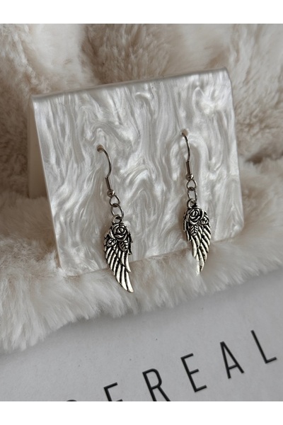 WhimsyWhite Vintage kanat gül küpe, retro gothic y2k pinterest küpe