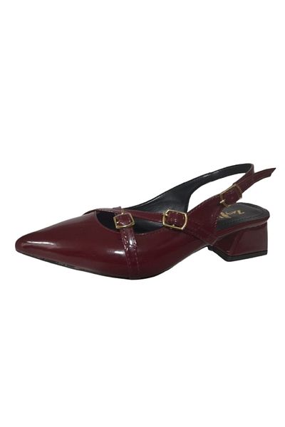 CEYLANLAR Women's Burgundy-Patentate Sandals Stylish Home Business Office Daily Stylish Shoes