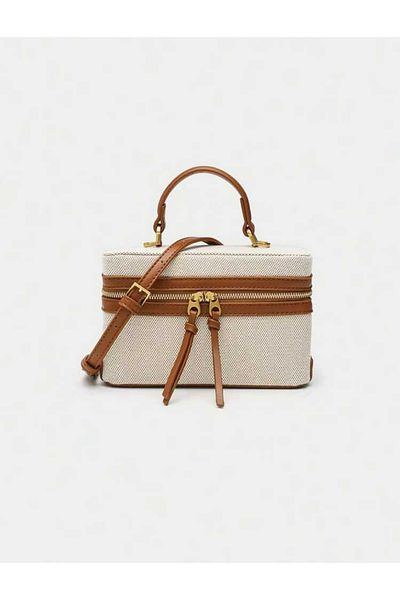 La Saade Casa Natura Terra Box- Beige Tweed Hand and Arm Bag