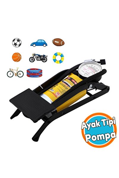 NZB Ayak Tipi Pompa Tekli Teker Araç Bisiklet Top Bot Lastik Şambrel Şişirme Pompası Tek Pistonlu 1 Adet