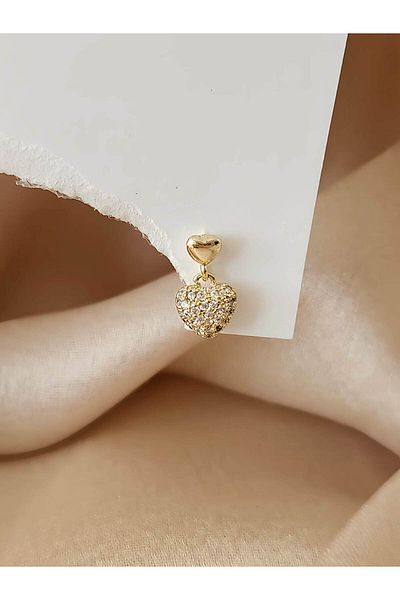 Eva Takı Store Heart Convex Dangle Model Cartilage Tragus Helix Piercing Gold Gold Color Earring